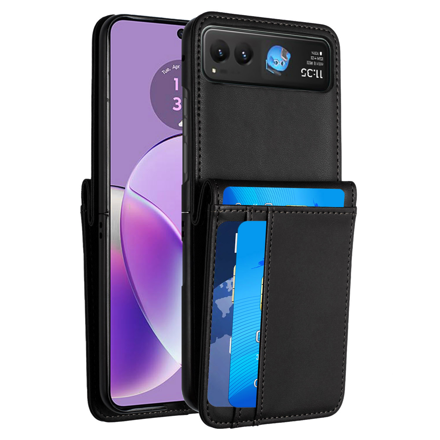 Für Motorola Razr 2024 Kartenfach Brieftasche Halter Etui Abdeckung - - Bild 1 von 5