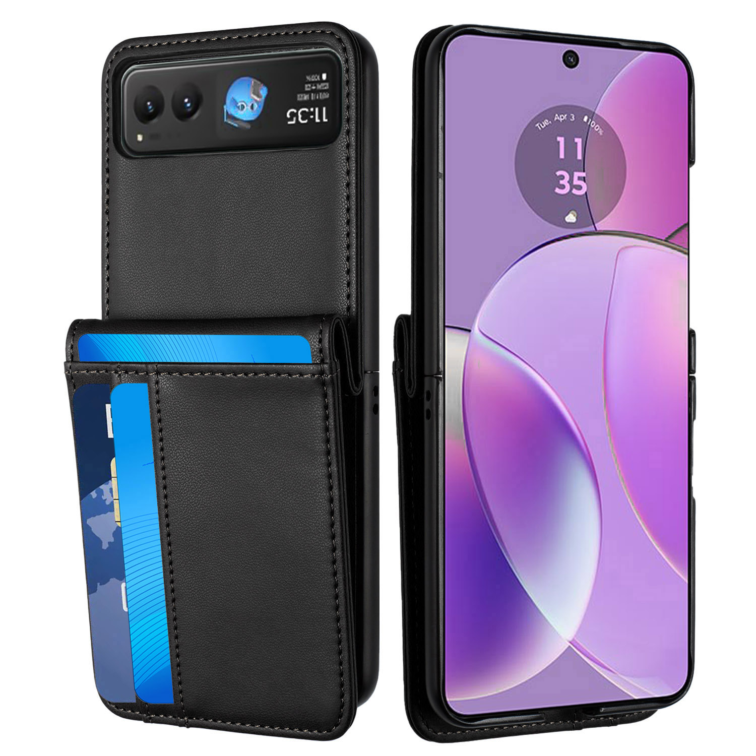 Für Motorola Razr 2024 Kartenfach Brieftasche Halter Etui Abdeckung - - Bild 2 von 5