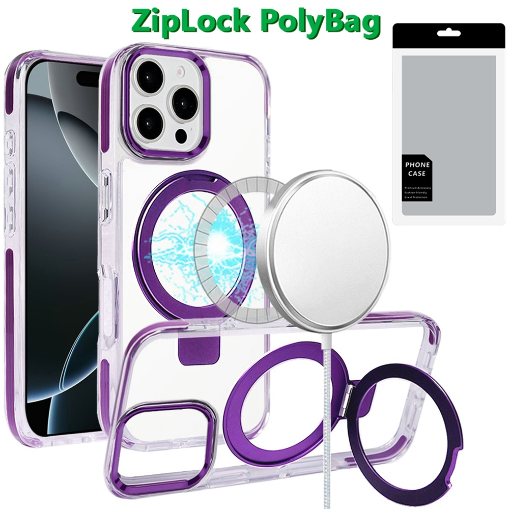 Für iPhone 16 Pro 6,3" Magnetisch Robust Transparent Hybrid mit Ständer -  - Bild 4 von 6