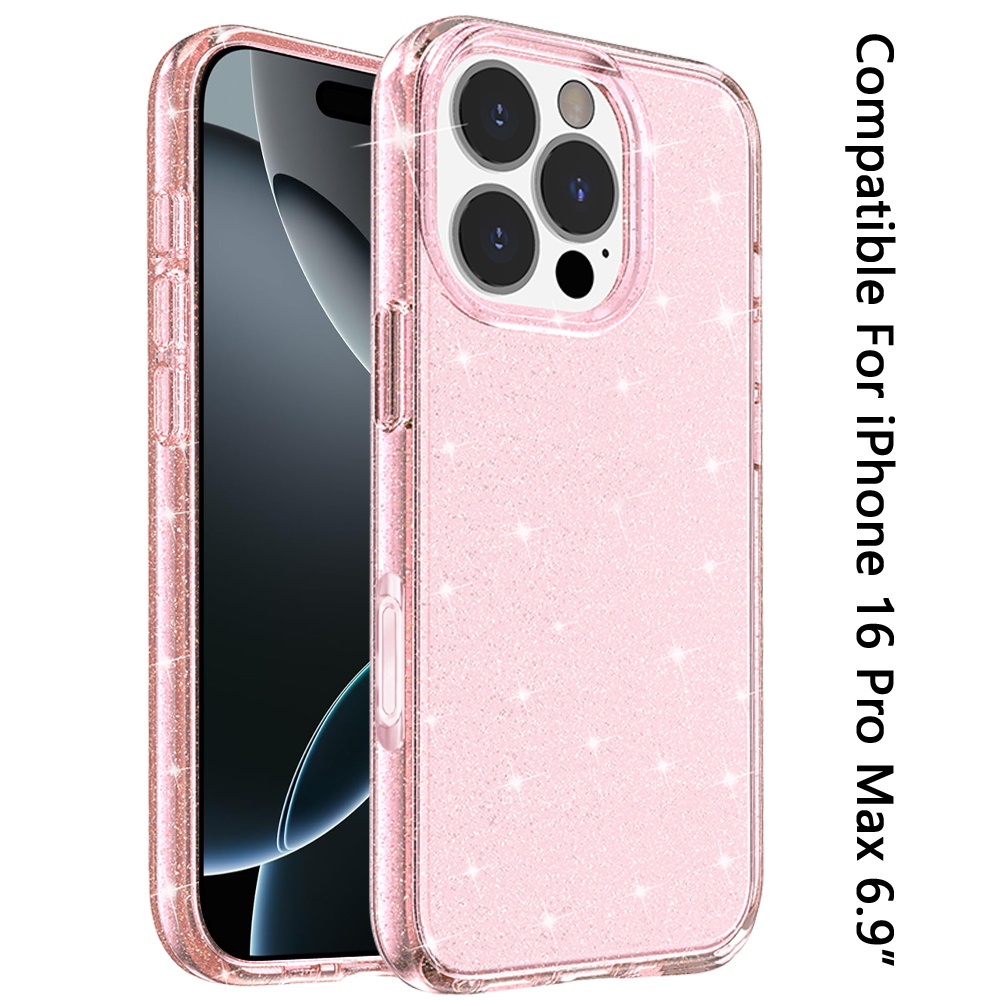 For iPhone 16 Pro Max 6.9" Glitter Ultra Thick 3mm Hybrid Case Cover - Picture 9 of 9