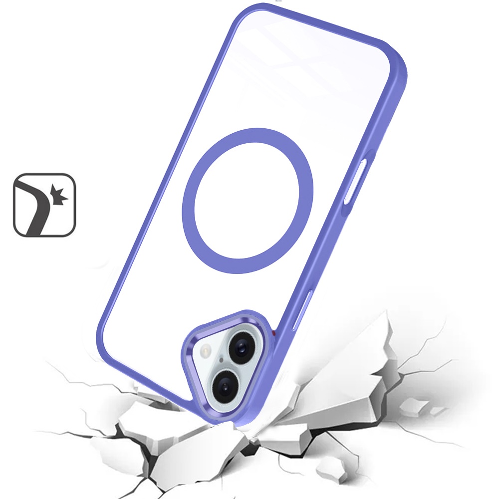 For iPhone 16 Plus 6.7" Clear Acrylic Hybrid Case -  with Metal Button - Bild 8 von 9