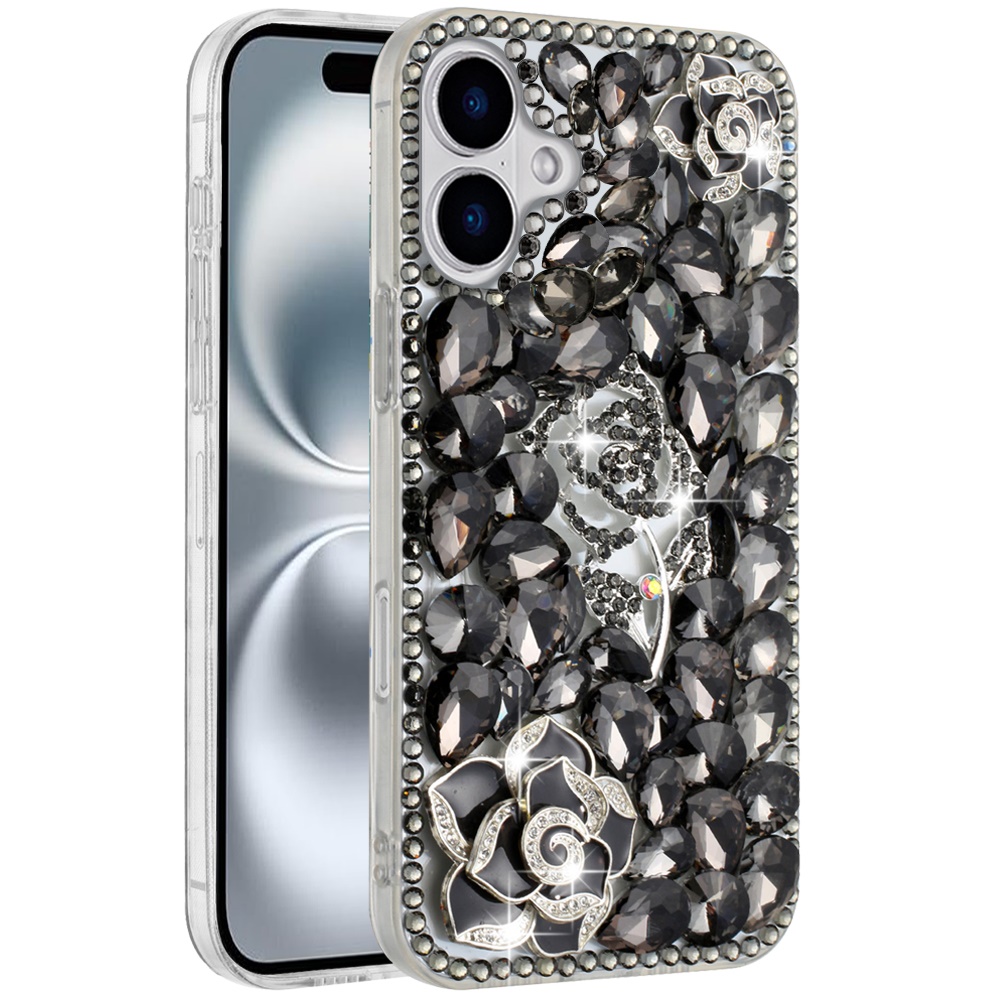 For iPhone 16 6.1 inch Floral Full Diamond Bling Case Cover - - Picture 1 of 9