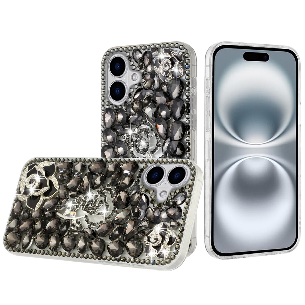 For iPhone 16 6.1 inch Floral Full Diamond Bling Case Cover - - Picture 2 of 9