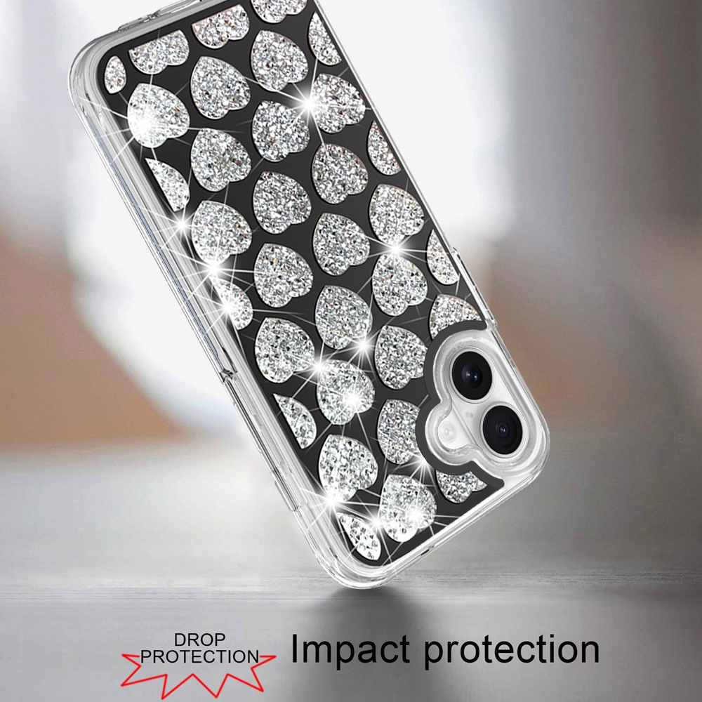 For iPhone 16 Plus 6.7 inch Bling Hybrid Case Cover - - Picture 14 of 18