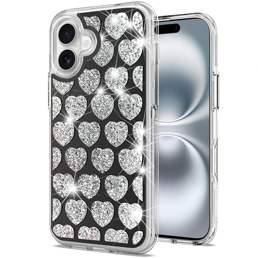 For iPhone 16 Plus 6.7 inch Bling Hybrid Case Cover - - Picture 15 of 18