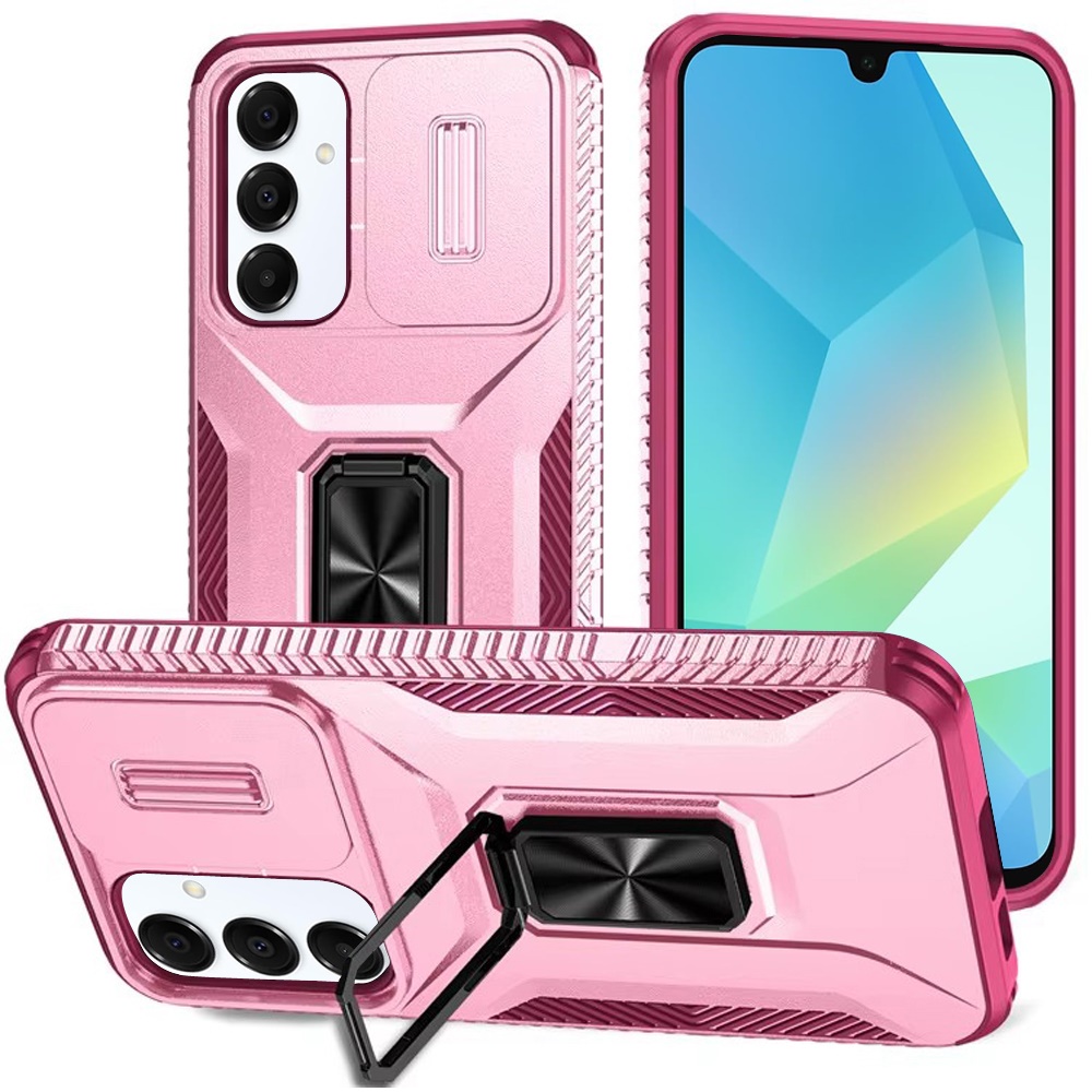 For Samsung A16 5G: Magnetic Ring Stand, Camera Protection Case - Pink/Burgundy - Bild 1 von 15