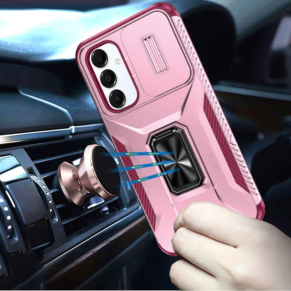 For Samsung A16 5G: Magnetic Ring Stand, Camera Protection Case - Pink/Burgundy - Bild 2 von 15