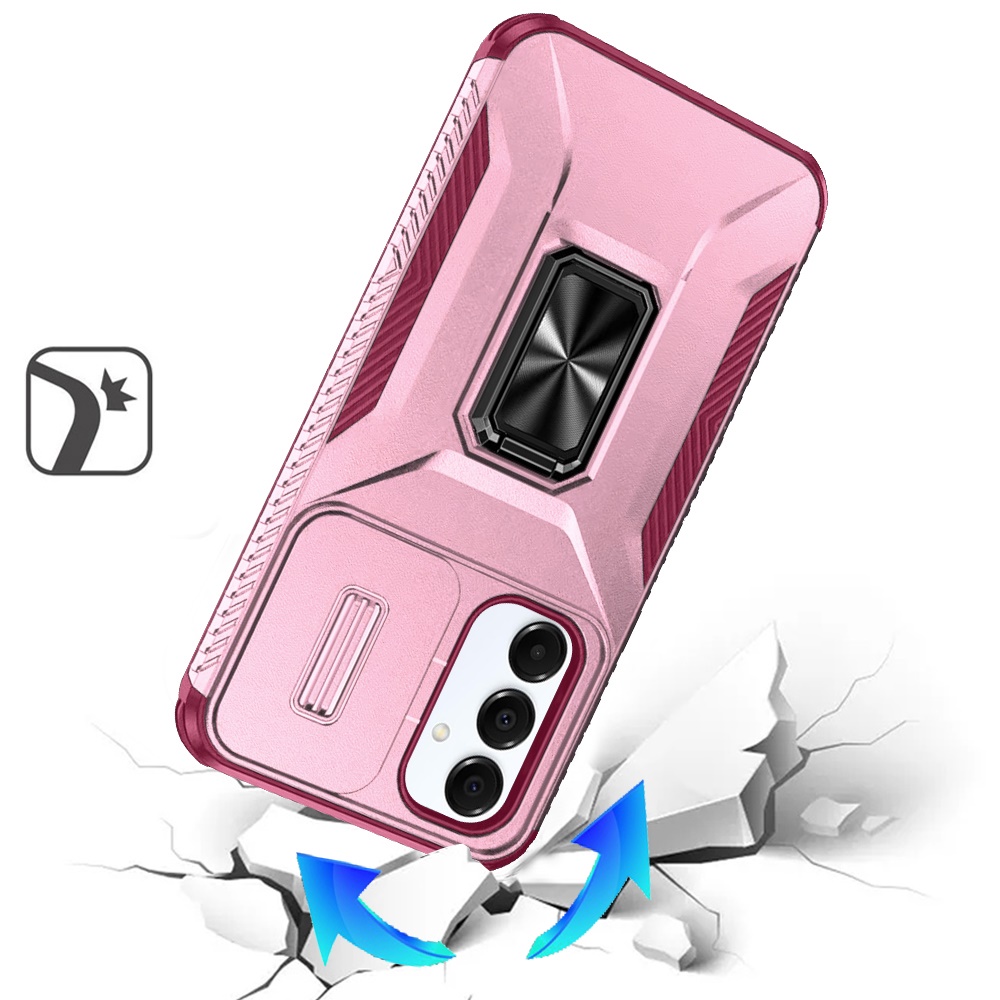 For Samsung A16 5G: Magnetic Ring Stand, Camera Protection Case - Pink/Burgundy - Bild 3 von 15