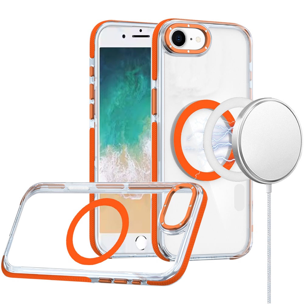 For iPhone SE4 Transparent Case with Magnetic Ring and Color Frame - Picture 9 of 32