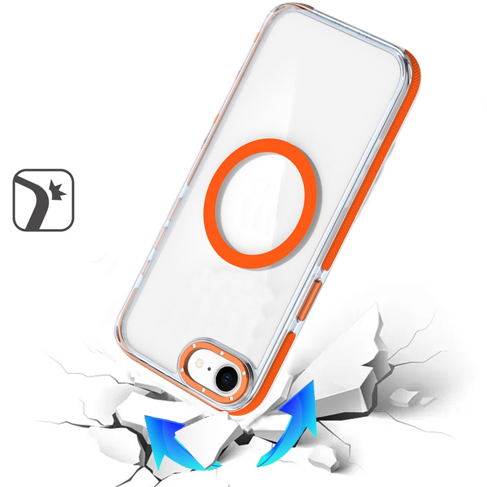 For iPhone SE4 Transparent Case with Magnetic Ring and Color Frame - Picture 10 of 32