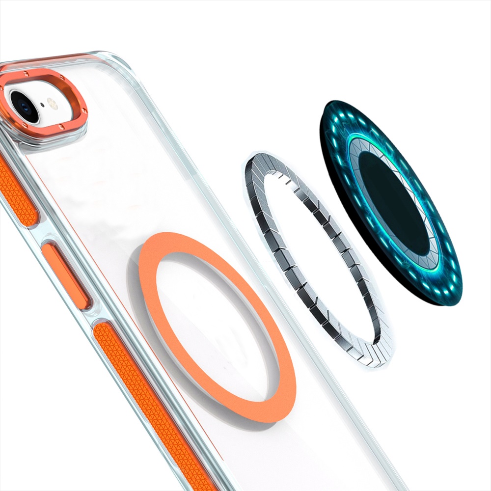 For iPhone SE4 Transparent Case with Magnetic Ring and Color Frame - Picture 12 of 32