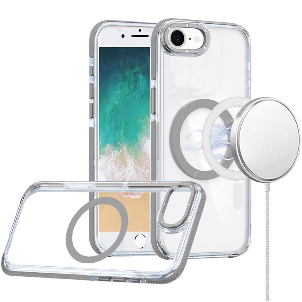 For iPhone SE4 Transparent Case with Magnetic Ring and Color Frame - Picture 1 of 32