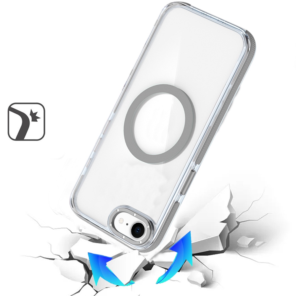 For iPhone SE4 Transparent Case with Magnetic Ring and Color Frame - Picture 2 of 32