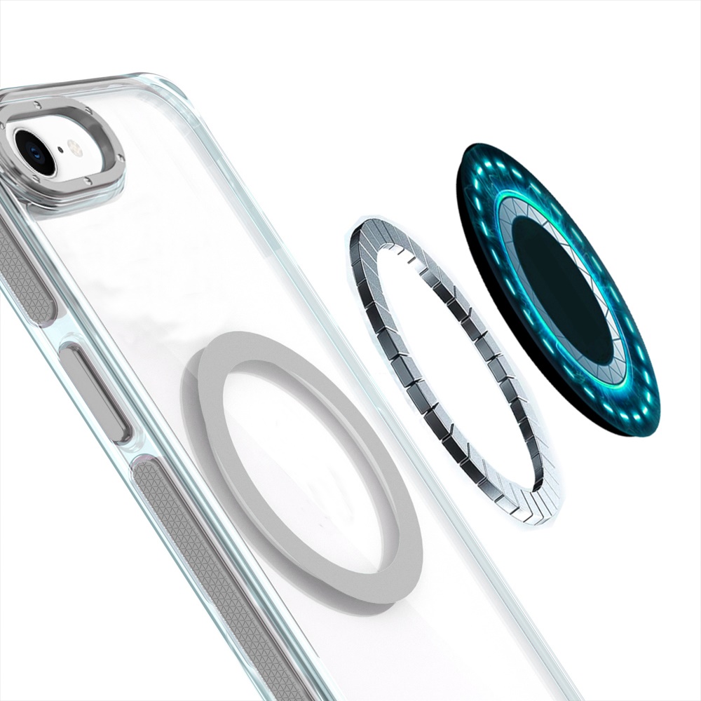 For iPhone SE4 Transparent Case with Magnetic Ring and Color Frame - Picture 3 of 32