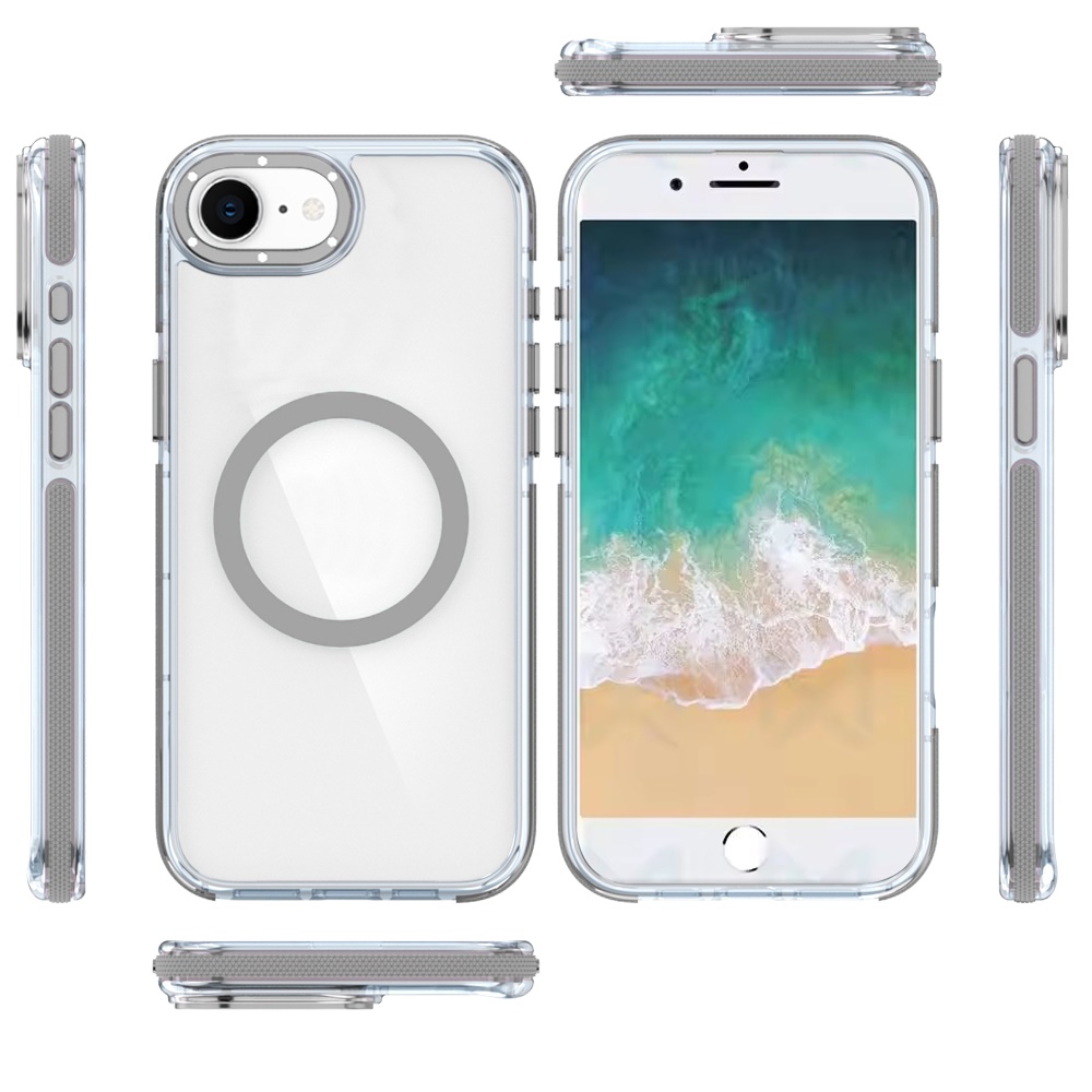 For iPhone SE4 Transparent Case with Magnetic Ring and Color Frame - Picture 4 of 32