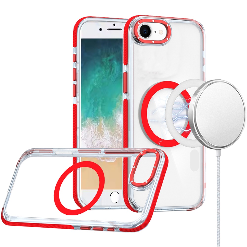 For iPhone SE4 Transparent Case with Magnetic Ring and Color Frame - Picture 31 of 32