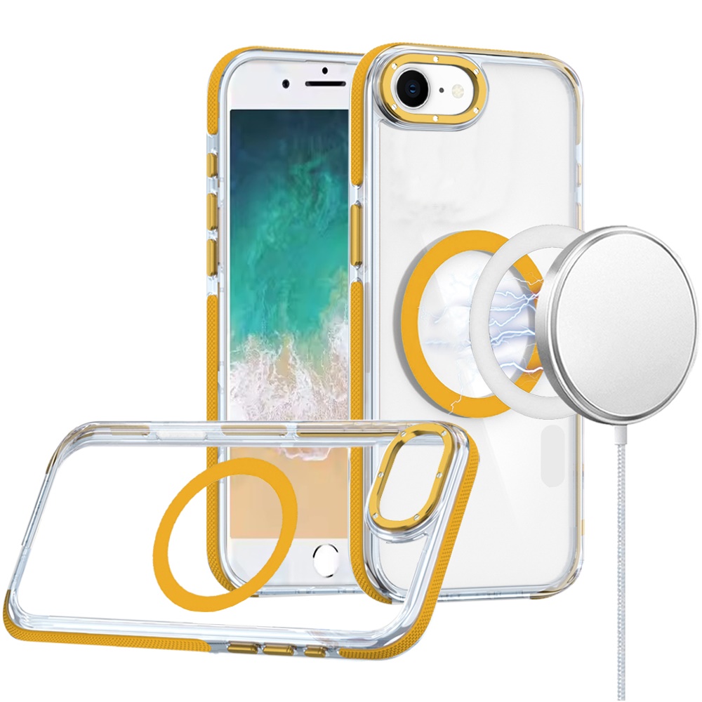 For iPhone SE4 Transparent Case with Magnetic Ring and Color Frame - Picture 26 of 32