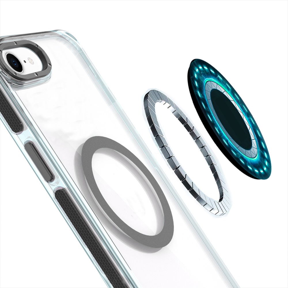 For iPhone SE4 Transparent Case with Magnetic Ring and Color Frame - Picture 13 of 32