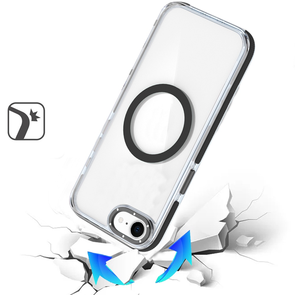 For iPhone SE4 Transparent Case with Magnetic Ring and Color Frame - Picture 14 of 32