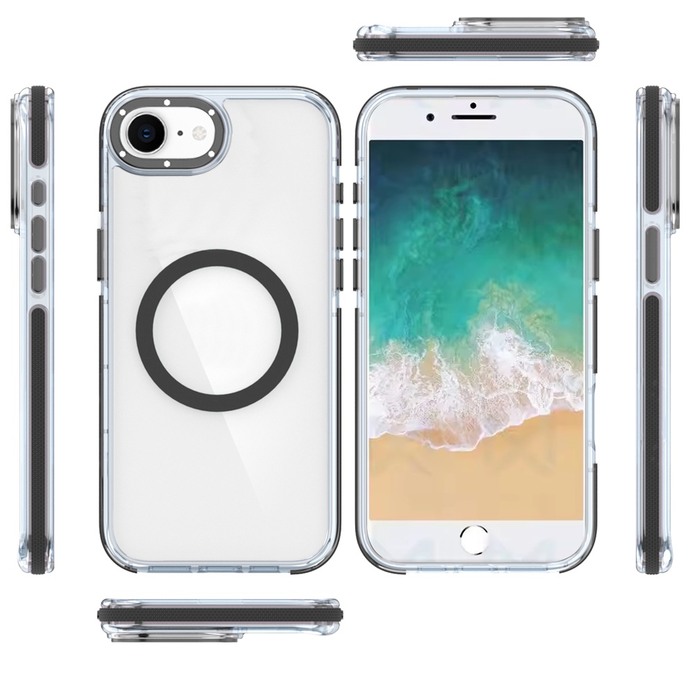 For iPhone SE4 Transparent Case with Magnetic Ring and Color Frame - Picture 15 of 32