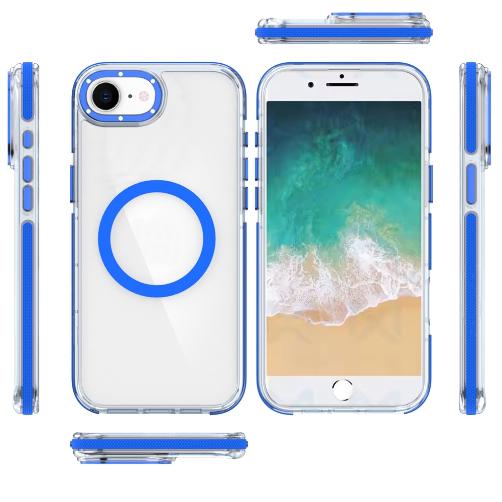 For iPhone SE4 Transparent Case with Magnetic Ring and Color Frame - Picture 18 of 32