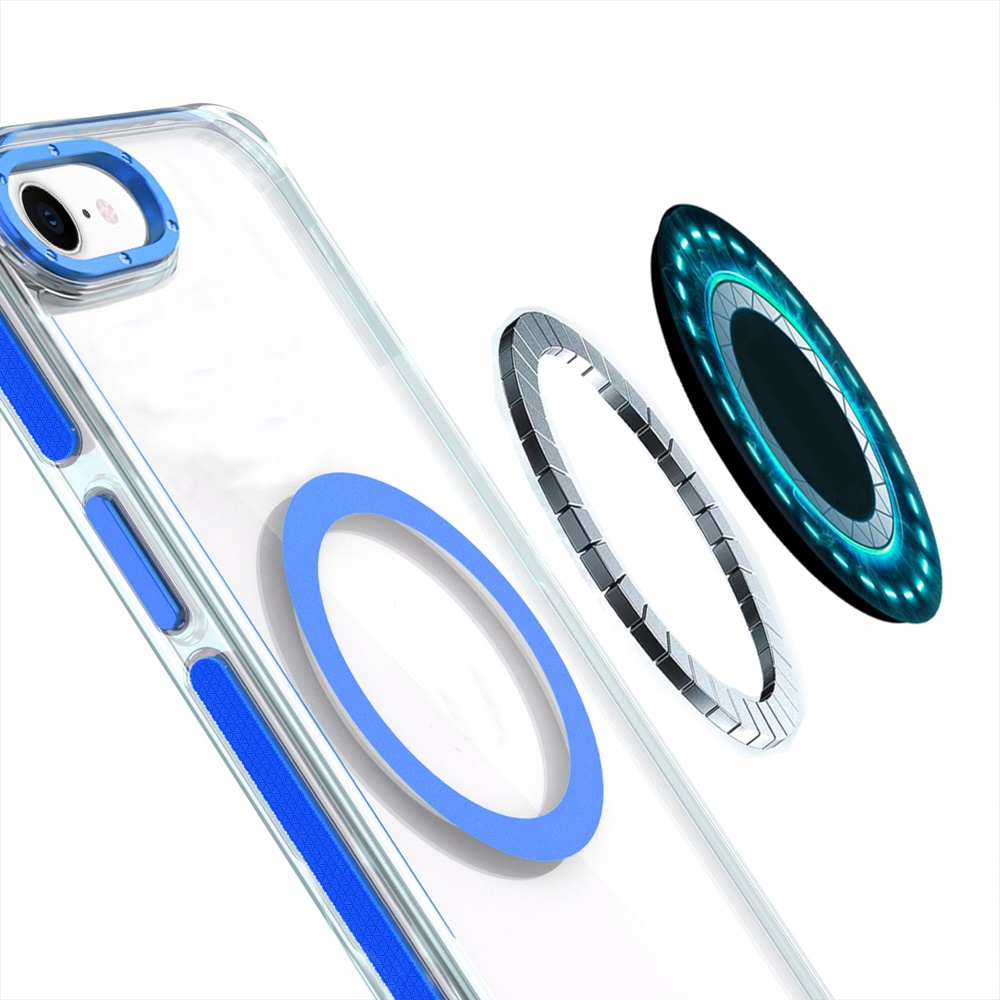 For iPhone SE4 Transparent Case with Magnetic Ring and Color Frame - Picture 19 of 32
