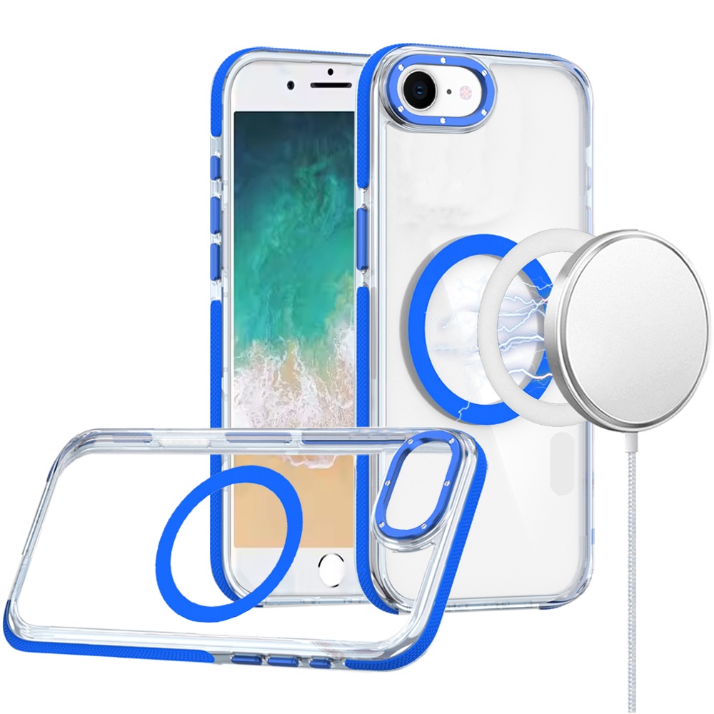 For iPhone SE4 Transparent Case with Magnetic Ring and Color Frame - Picture 20 of 32
