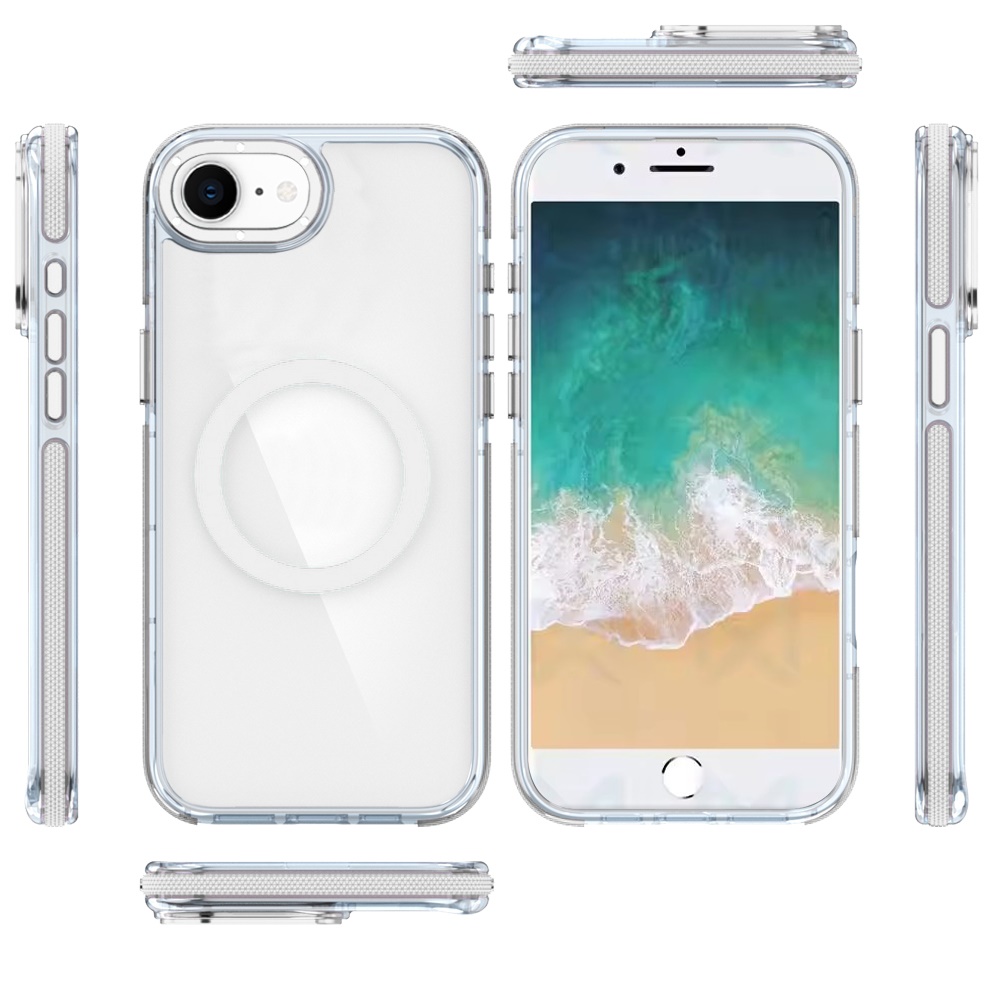 For iPhone SE4 Transparent Case with Magnetic Ring and Color Frame - Picture 21 of 32