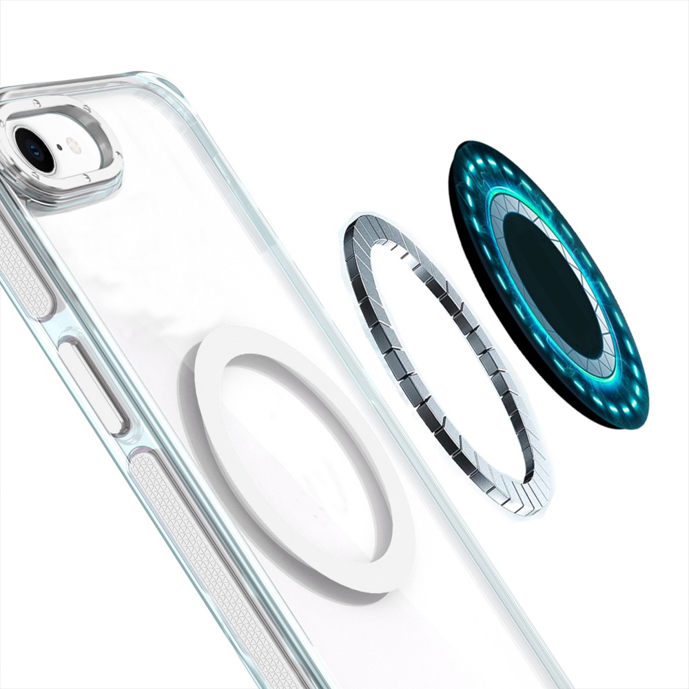 For iPhone SE4 Transparent Case with Magnetic Ring and Color Frame - Picture 22 of 32