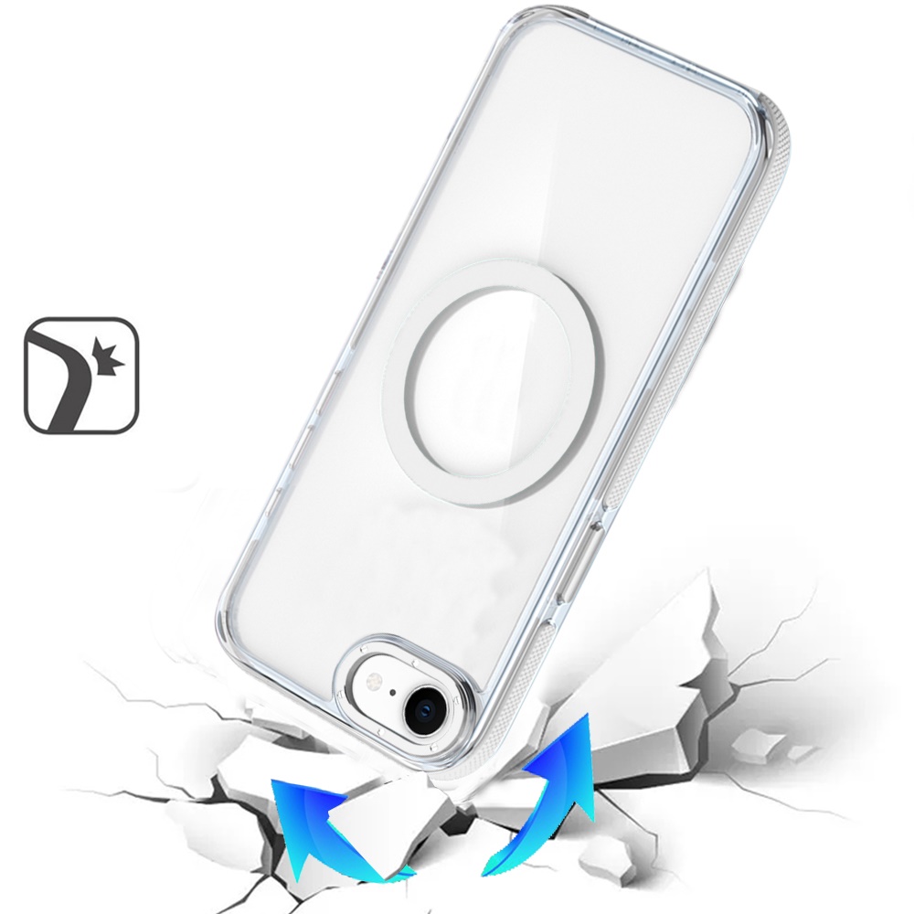 For iPhone SE4 Transparent Case with Magnetic Ring and Color Frame - Picture 23 of 32