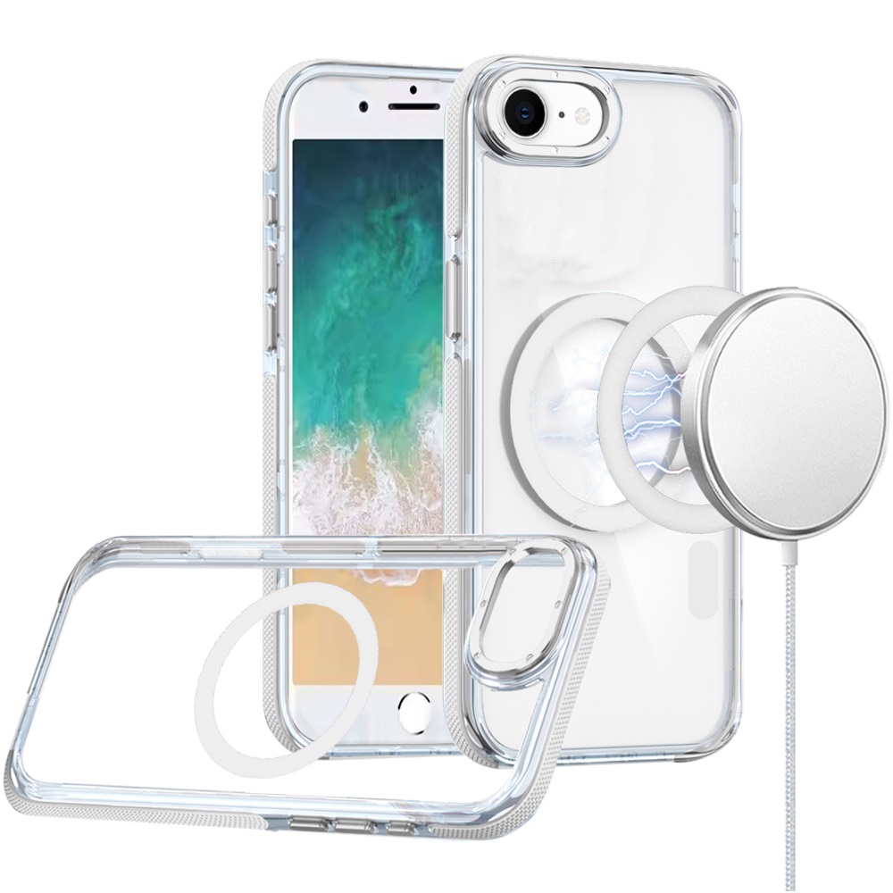 For iPhone SE4 Transparent Case with Magnetic Ring and Color Frame - Picture 24 of 32