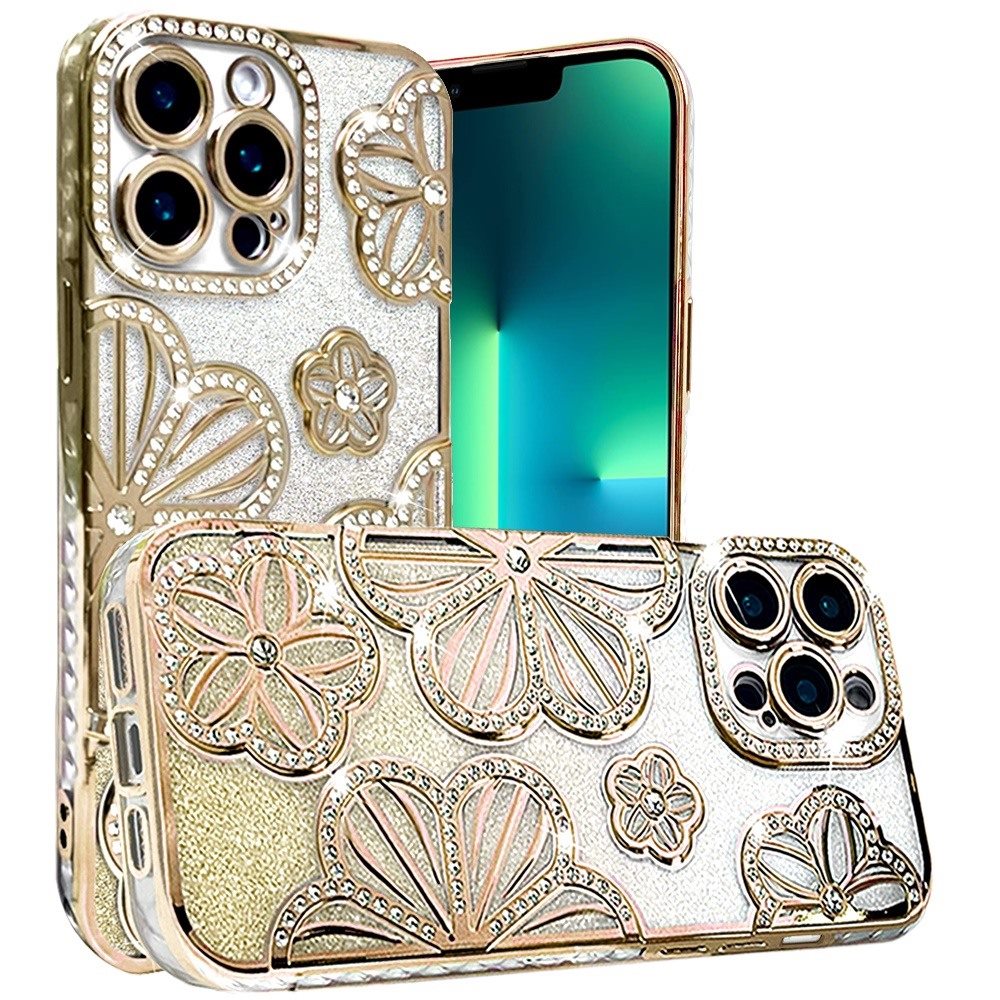 Custodia TPU per iPhone 13 Pro Max Glitter Floreale -  - Foto 13 di 20