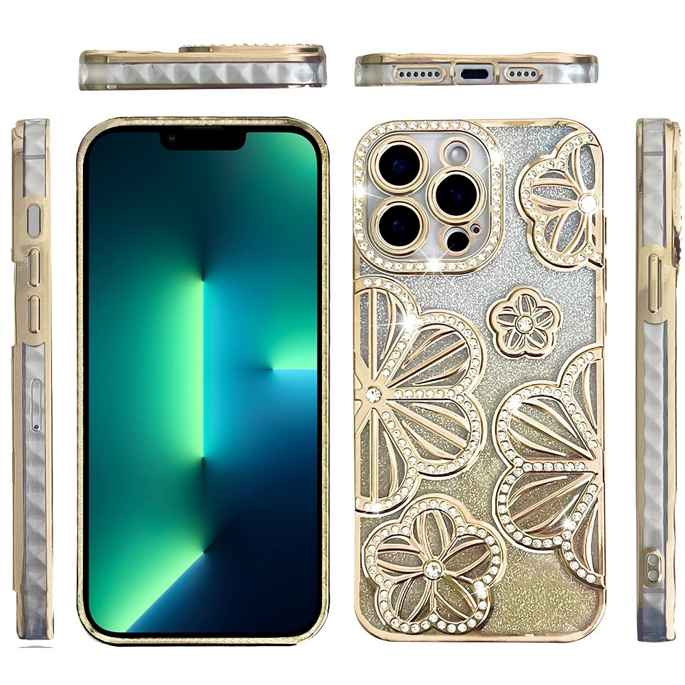 Custodia TPU per iPhone 13 Pro Max Glitter Floreale -  - Foto 15 di 20