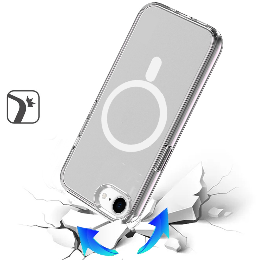 Für iPhone SE4 Stabile Transparente 3mm Hybrid Hülle mit Magnetkreis - - Bild 7 von 9