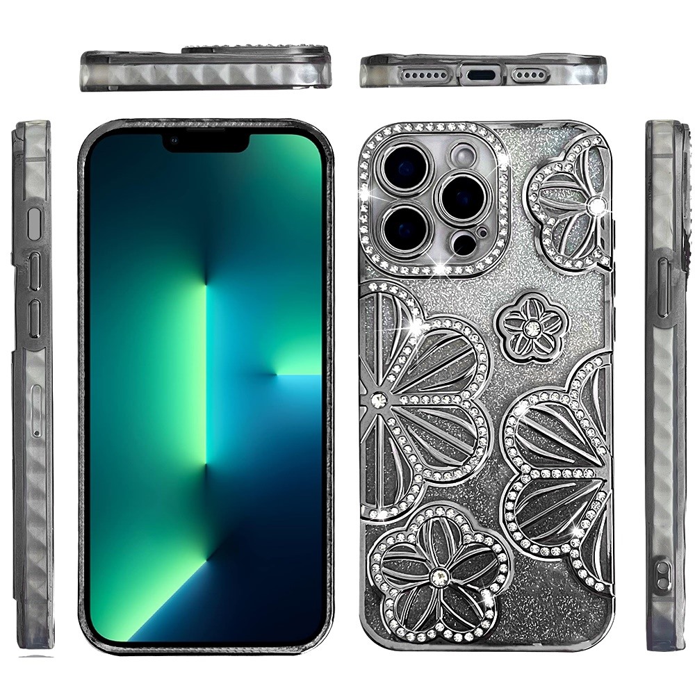 Custodia TPU per iPhone 13 Pro Max Glitter Floreale -  - Foto 9 di 20