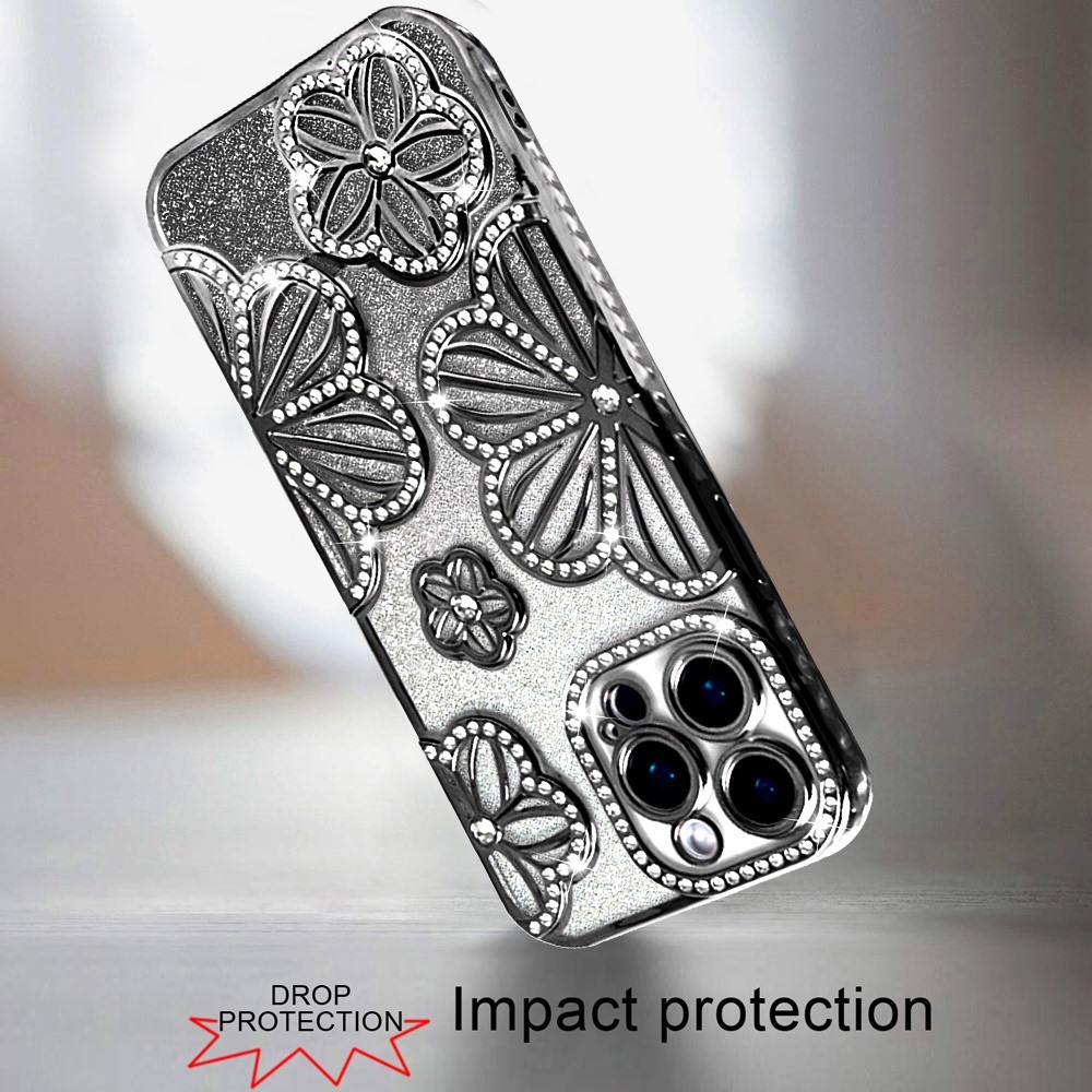 Custodia TPU per iPhone 13 Pro Max Glitter Floreale -  - Foto 10 di 20