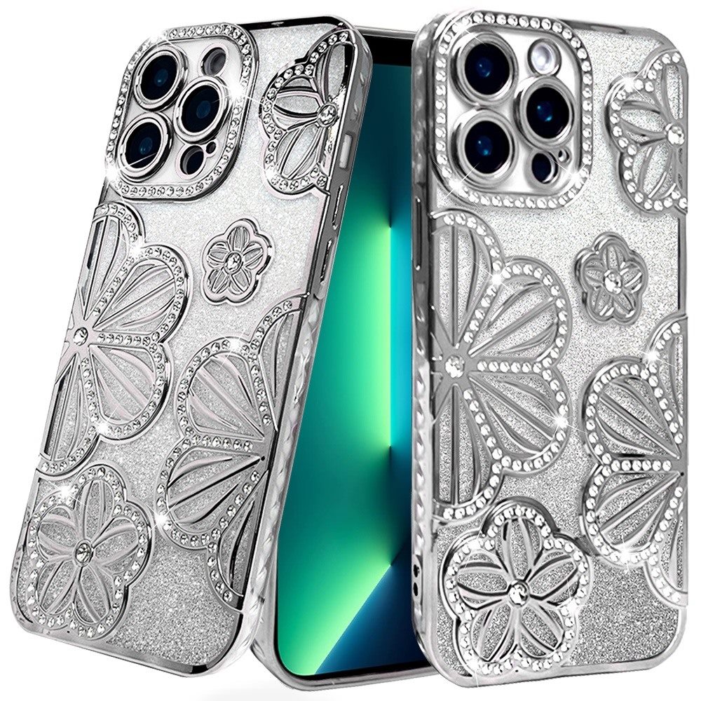 Custodia TPU per iPhone 13 Pro Max Glitter Floreale -  - Foto 17 di 20