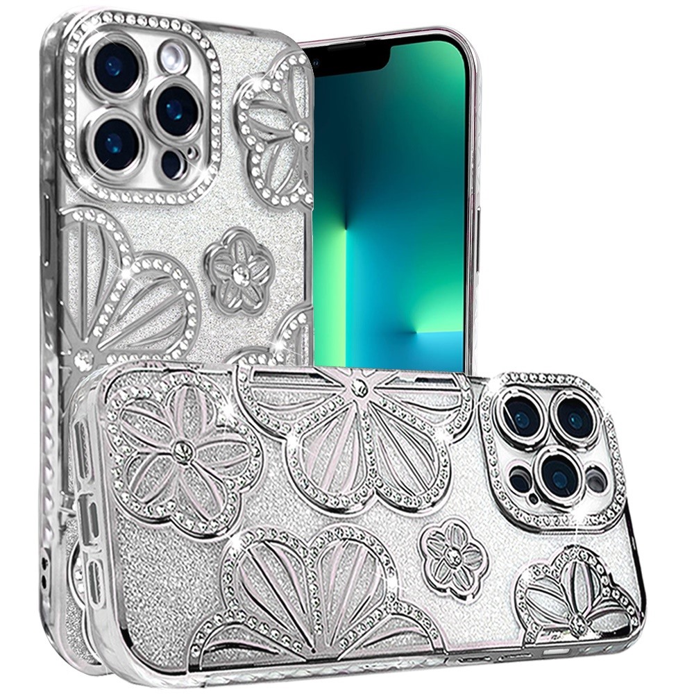 Custodia TPU per iPhone 13 Pro Max Glitter Floreale -  - Foto 20 di 20