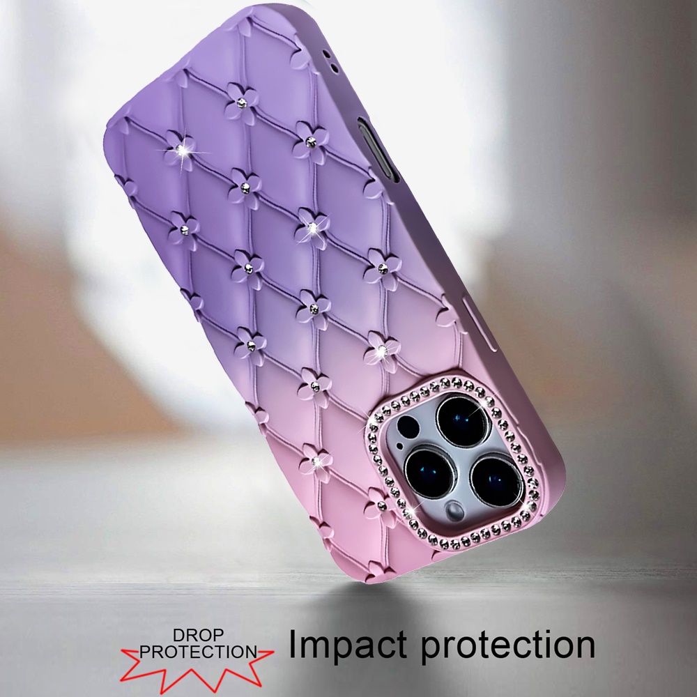 For iPhone 16 Pro Max Floral Joy Glitter TPU Case - Light Blue/Pink - Picture 15 of 24