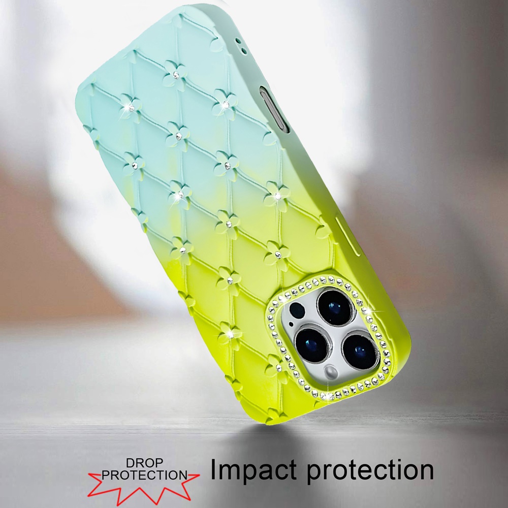 For iPhone 16 Pro Floral Joy Glitter TPU Case - Light Blue/Pink