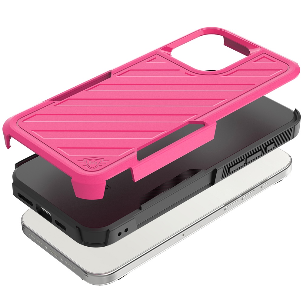 For Boost Summit 5G Noble lined shockproof dual layer hybrid - Hot Pink/Black - Picture 1 of 30