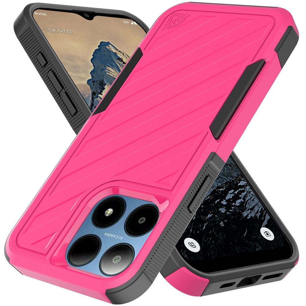 For Boost Summit 5G Noble lined shockproof dual layer hybrid - Hot Pink/Black - Picture 3 of 30