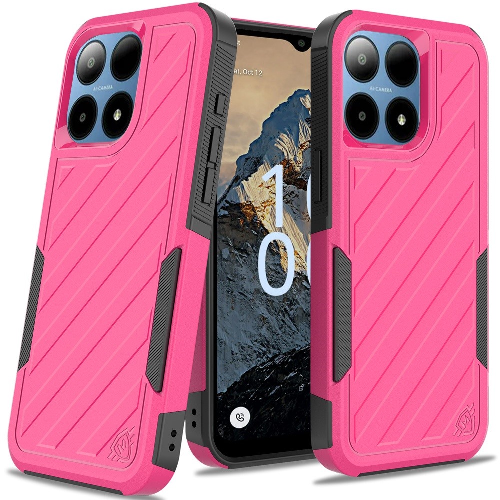 For Boost Summit 5G Noble lined shockproof dual layer hybrid - Hot Pink/Black - Picture 4 of 30