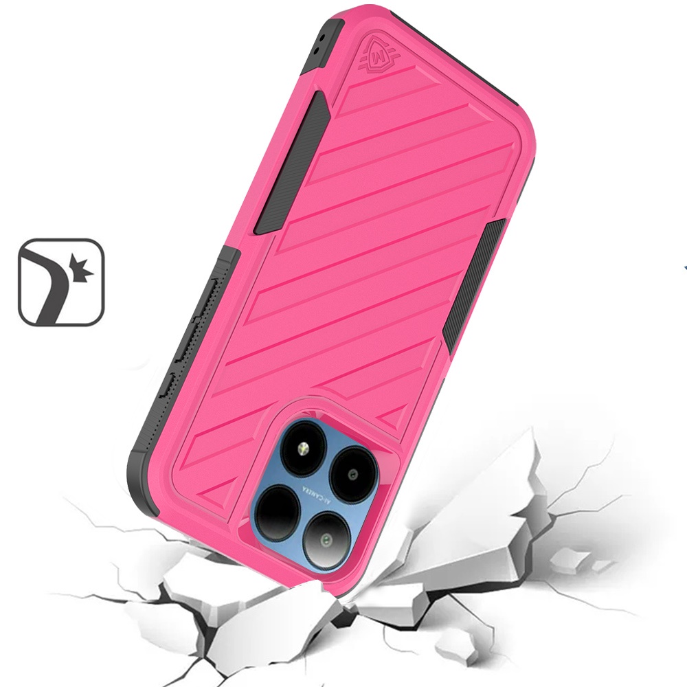 For Boost Summit 5G Noble lined shockproof dual layer hybrid - Hot Pink/Black - Picture 5 of 30