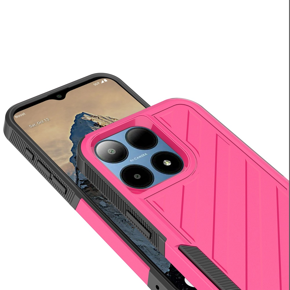 For Boost Summit 5G Noble lined shockproof dual layer hybrid - Hot Pink/Black - Picture 6 of 30