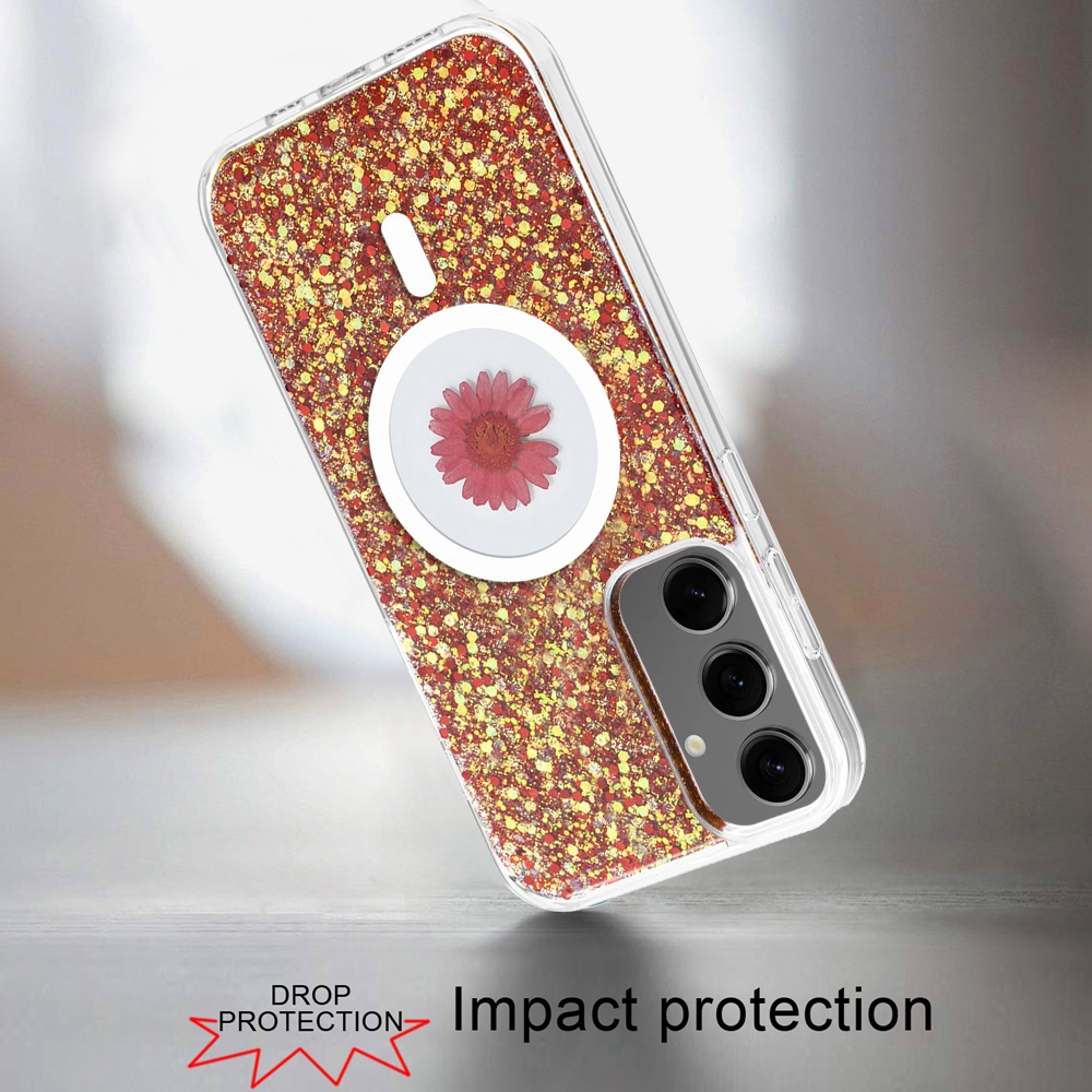 For Samsung s25/s24 Plus  Flower Glitter Hybrid Case with Magnetic Ring - Bild 11 von 18