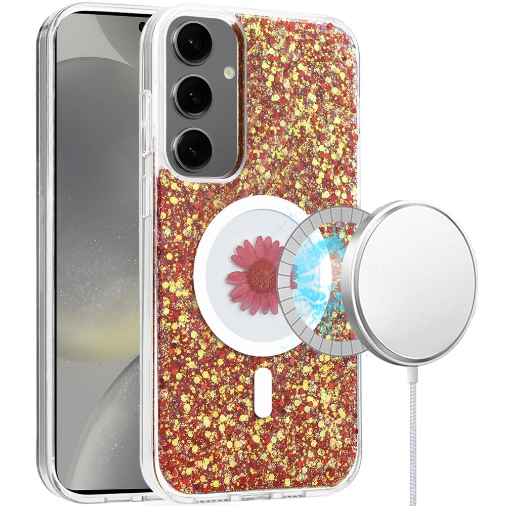For Samsung s25/s24 Plus  Flower Glitter Hybrid Case with Magnetic Ring - Bild 12 von 18