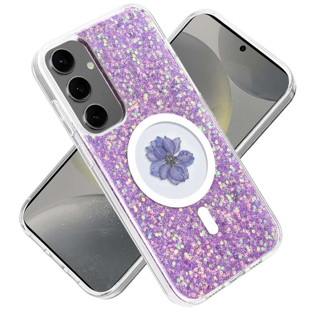 For Samsung s25/s24 Plus  Flower Glitter Hybrid Case with Magnetic Ring - Bild 16 von 18
