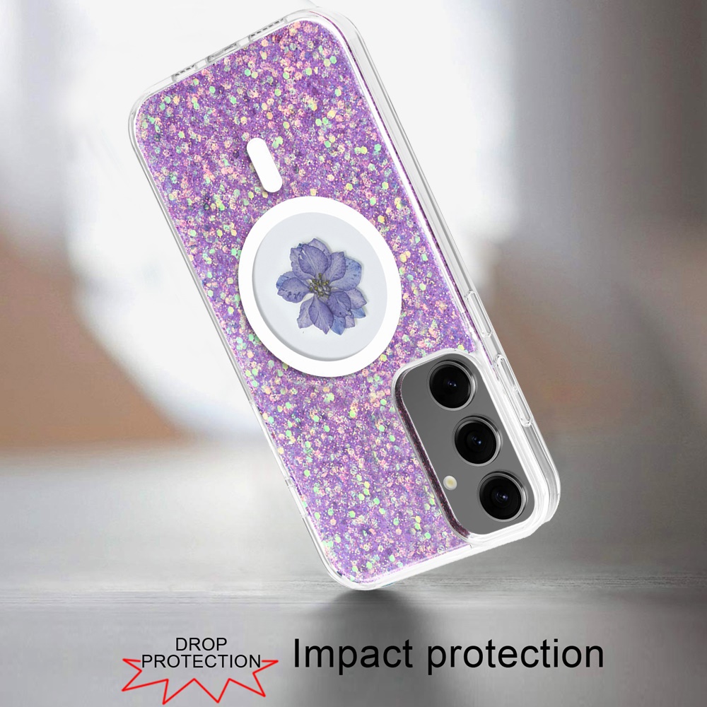 For Samsung s25/s24 Plus  Flower Glitter Hybrid Case with Magnetic Ring - Bild 17 von 18