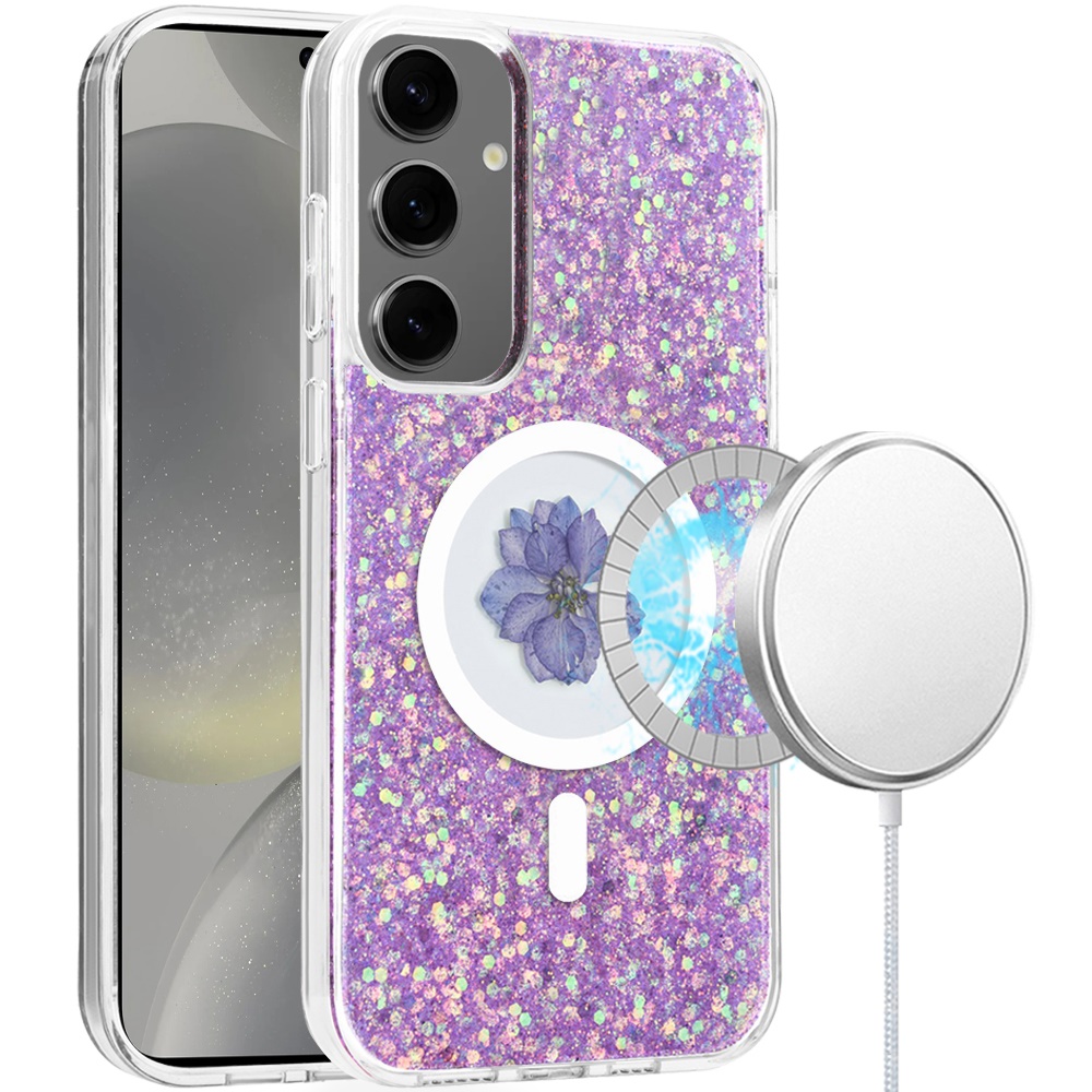 For Samsung s25/s24 Plus  Flower Glitter Hybrid Case with Magnetic Ring - Bild 18 von 18